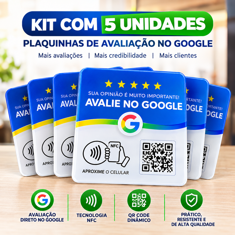 Placa Avaliação Google NFC + QR Code Dinamico | 10cmx10cm