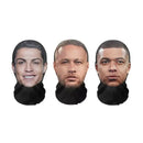 Máscara engraçada de celebridade 3D | Messi CR7 Neymar Futebol Cosplay | Máscara de malha respirável (2Peças)