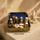 Conjunto De Presépio Portátil Em Lata Dourada Caixa Mini Estatuetas De Manjedoura De Natal