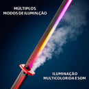 Espada Katana Samurai Grande 80Cm Com Led RGB Faisca e Fumaça Sabre de Luz Iluminado