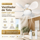 Ventilador  de Teto Silencioso LED 3 Cores com Controle Bivolt 6 Pás Branco Potente