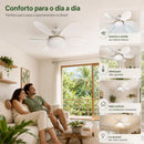 Ventilador  de Teto Silencioso LED 3 Cores com Controle Bivolt 6 Pás Branco Potente