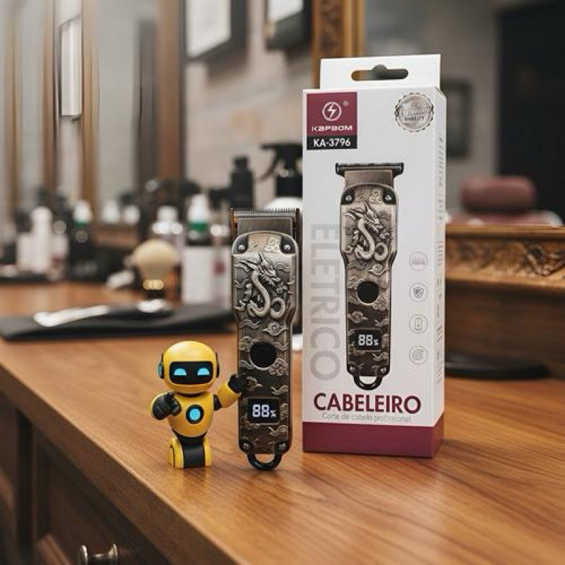 Maquina De Cortar Cabelo Usb Dragão Com Led Visor 127/220v Profissional