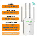 Repetidor de Sinal Wi-Fi Roteador Wireless 2.4G Sem Fio 4 Antenas