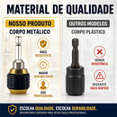 KIT 2 Adaptadores de Mandril 60mm e 120mm Acoplamento Engate Rápido 1/4 com Haste Hexagonal
