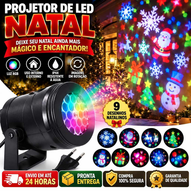 Projetor LED Natalino 16 Desenhos de Natal Luzes Decoração Natalinos Projeção 3D Casa Jardim Festas Parede