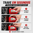 Trava de Disco em Liga de Alumínio Com Alarme 110dB Antifurto para Moto/Bike à Prova dÁgua Universal