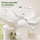 Ventilador  de Teto Silencioso LED 3 Cores com Controle Bivolt 6 Pás Branco Potente