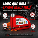 Trava de Disco em Liga de Alumínio Com Alarme 110dB Antifurto para Moto/Bike à Prova dÁgua Universal